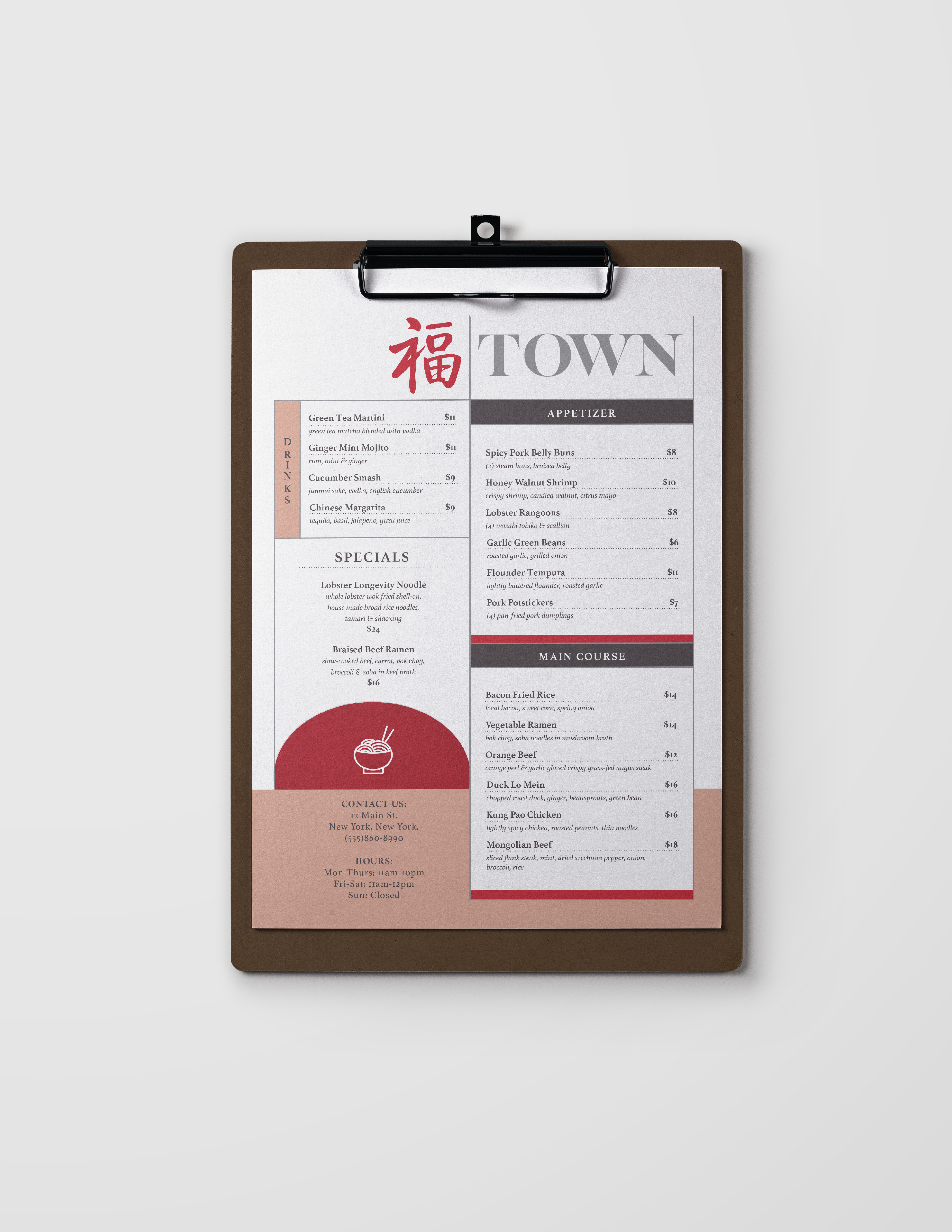 menu mockup